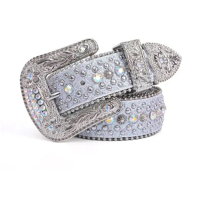 Vintage rhinestone belt y2k style handmade diamond Size ONE SIZE - 1 Thumbnail