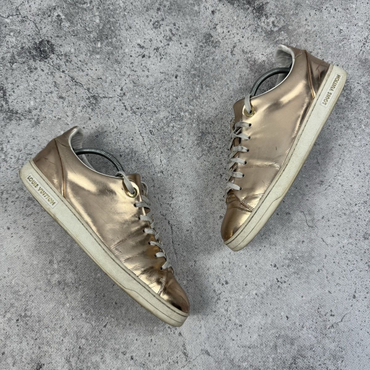 Louis Vuitton Louis Vuitton Gold Leather Frontrow Low Top Sneakers Size US 9 / IT 39 - 1 Thumbnail