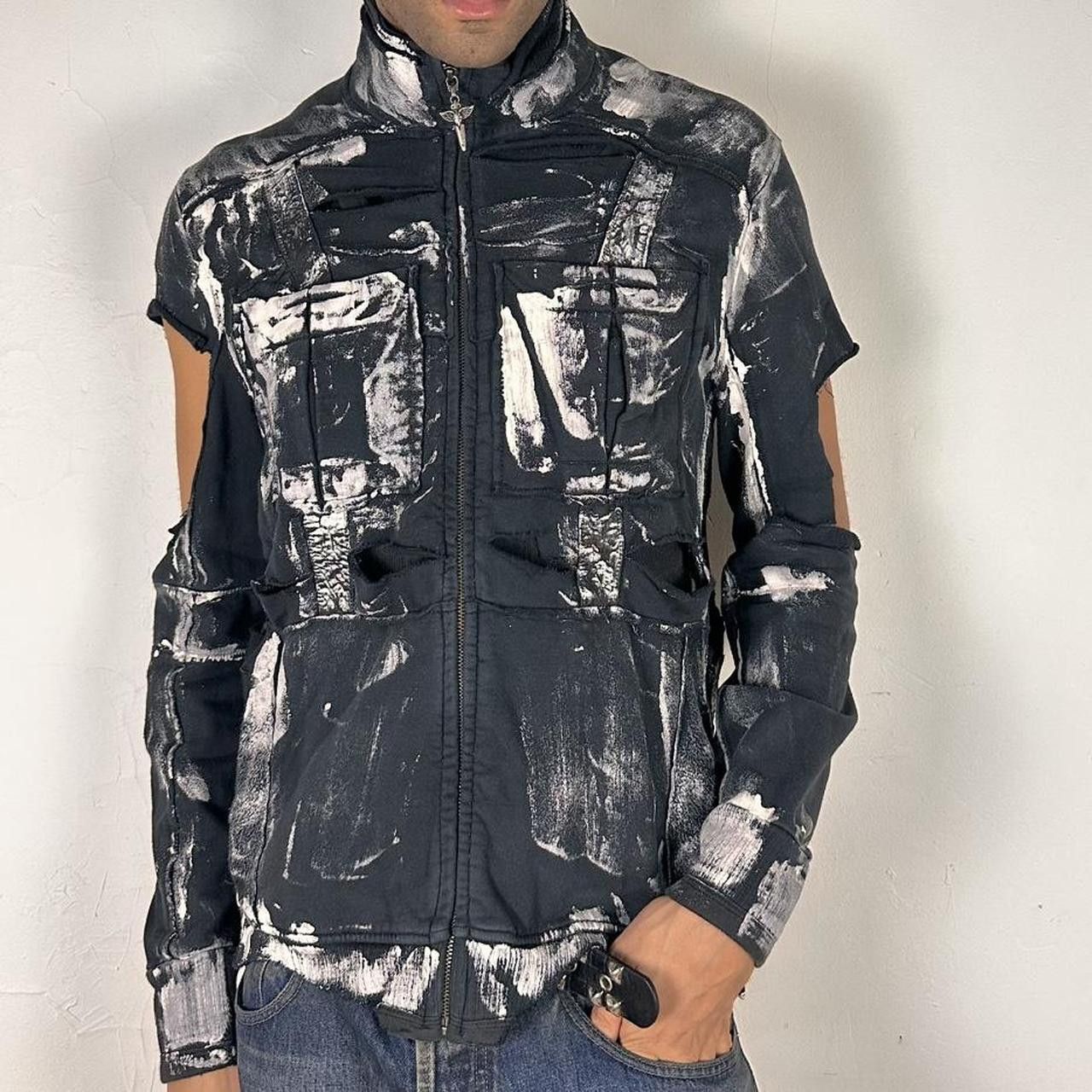 Other ASTROBOI* Navy & White Painted Zip Up Sweatshirt - XL Size US XL / EU 56 / 4 - 2 Thumbnail
