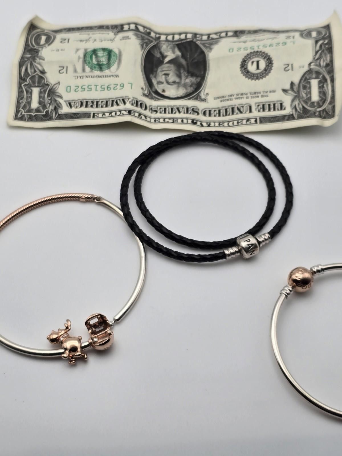 pandora Lot of 3 Genuine Pandora Bracelets + Reindeer Charm Size ONE SIZE - 2 Thumbnail