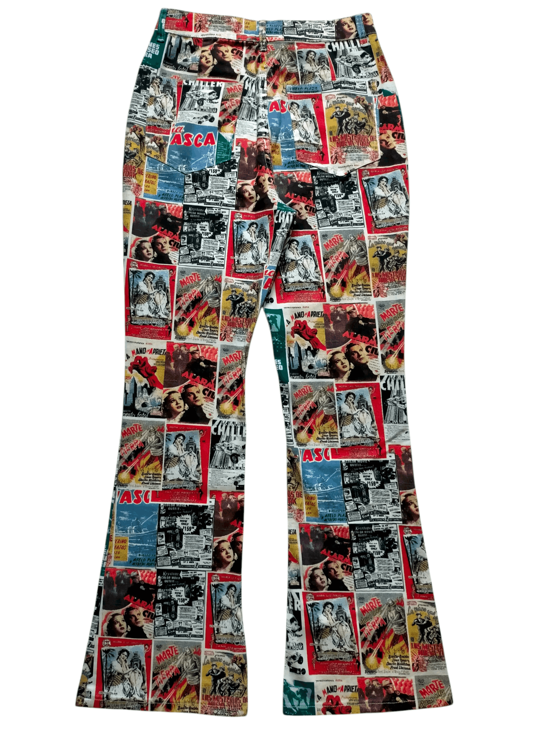 If Six Was Nine 🔥Rare Glassons Flare Full Print Boot cut Pants Size US 29 - 2 Thumbnail