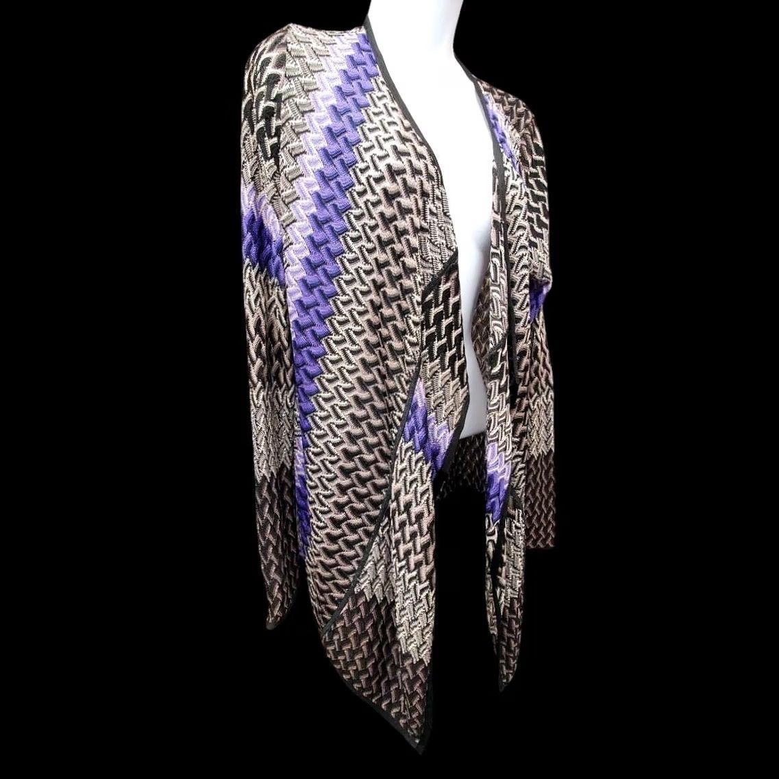 Vintage Chicos Cardigan Womens S Purple 100% Rayon Open Front Drape Casual | Cardigan | Women | Small Purple Rayon Open Front Cardigan Given Size S / US 4 / IT 40 - 2 Thumbnail