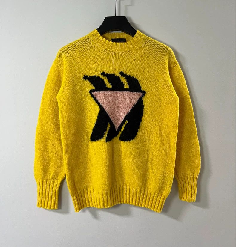 Pre-owned Prada Men's Yellow Knit Sweater - Dmc (size Medium)