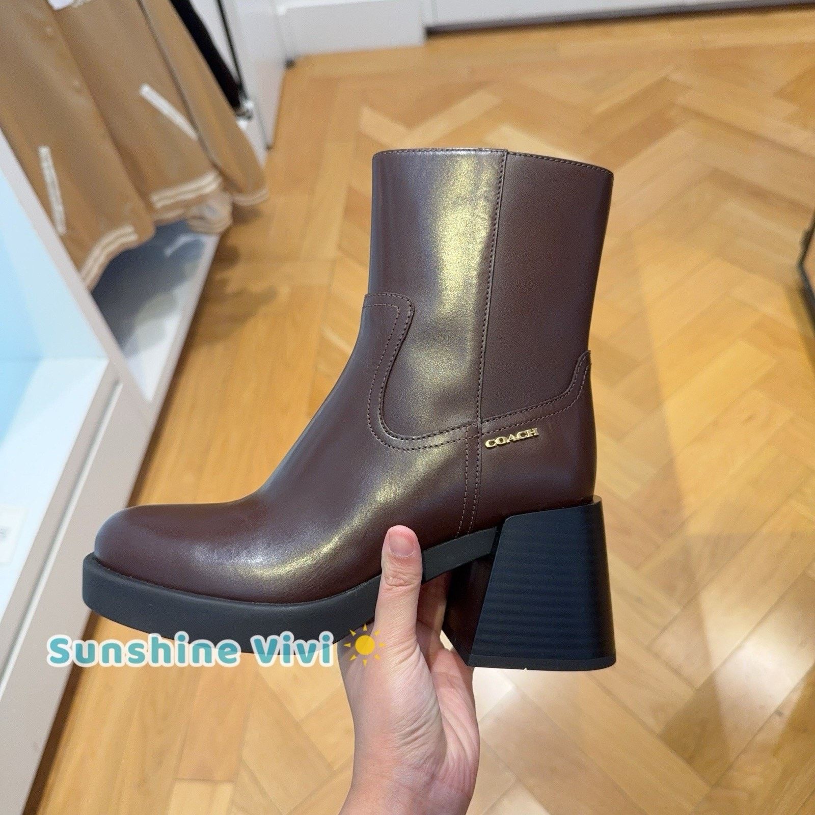 Coach NEW COACH Women's Block Heel Boot CCH17 Maple US 6 Size US 6 / IT 36 - 1 Thumbnail