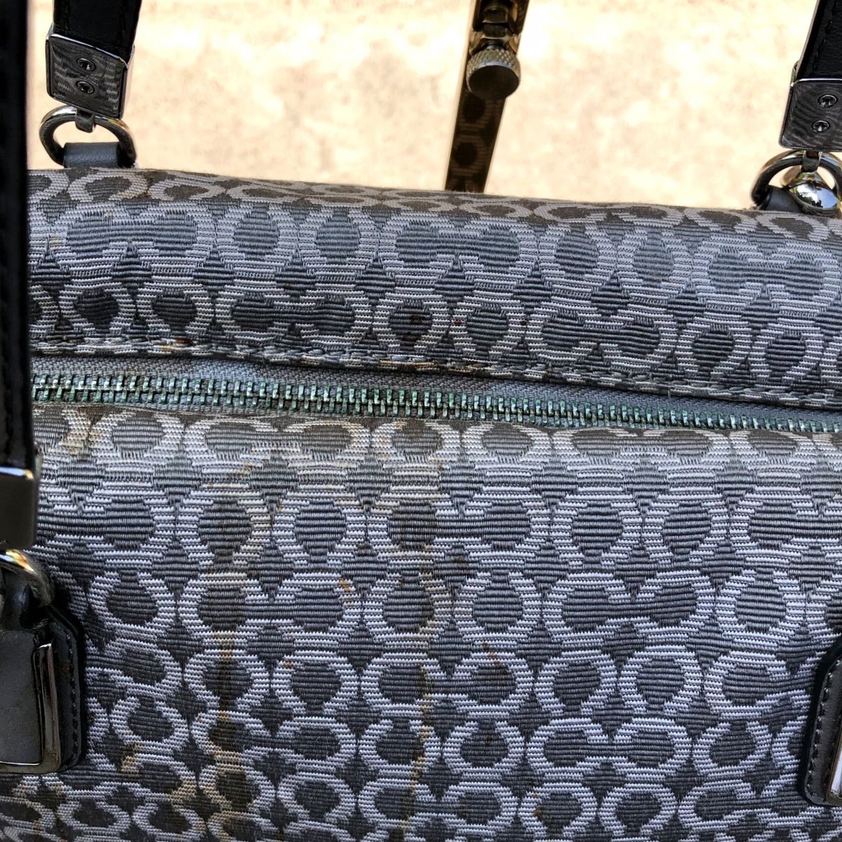 Coach VINTAGE COACH Madison Monogram Grey Canvas Leather Purse Satchel/Top Handle Bag Medium Women Size ONE SIZE - 6 Thumbnail