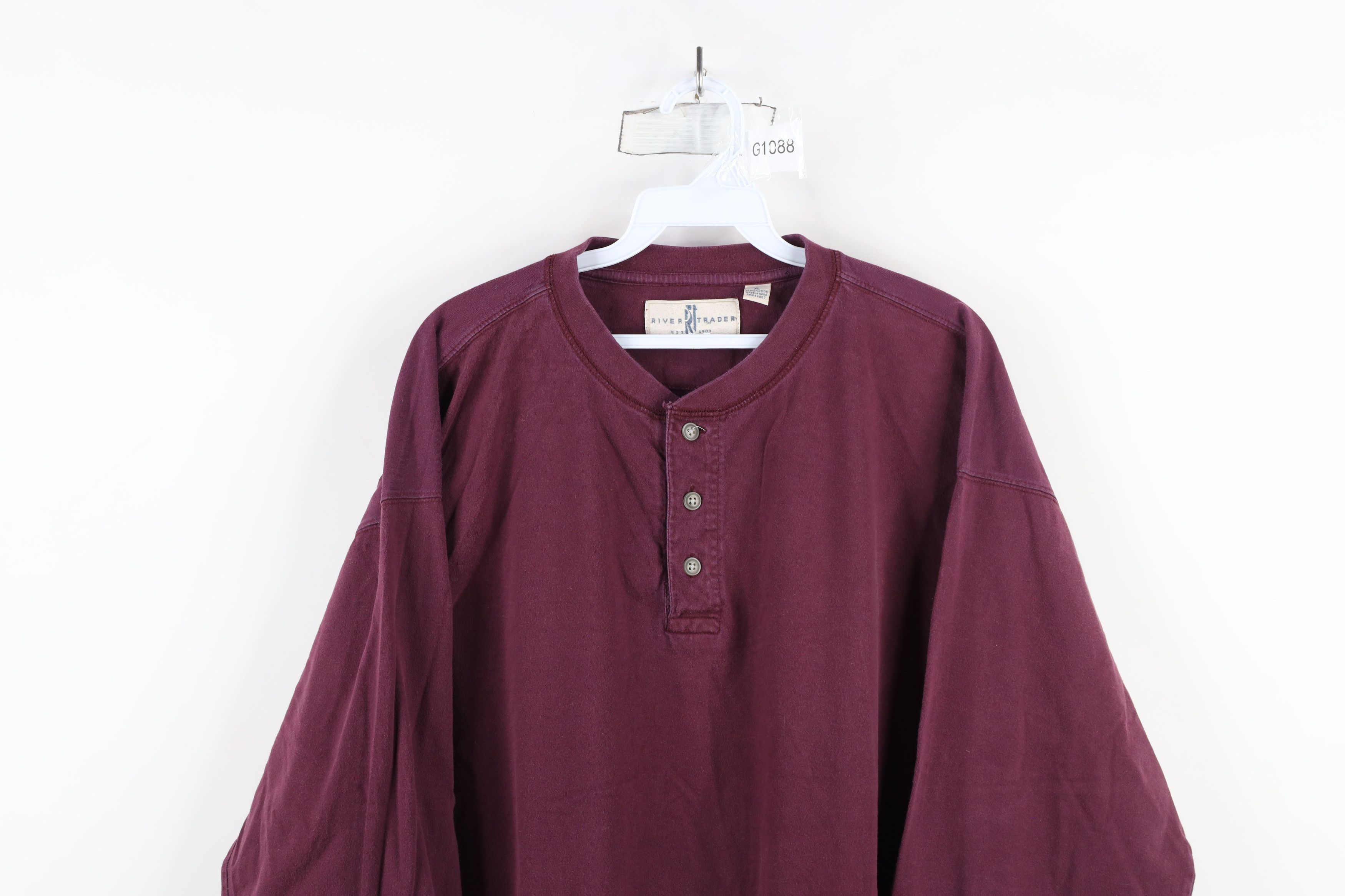 Vintage Vintage 90s Streetwear Long Sleeve Henley T-Shirt Purple Size US XL / EU 56 / 4 - 2 Thumbnail