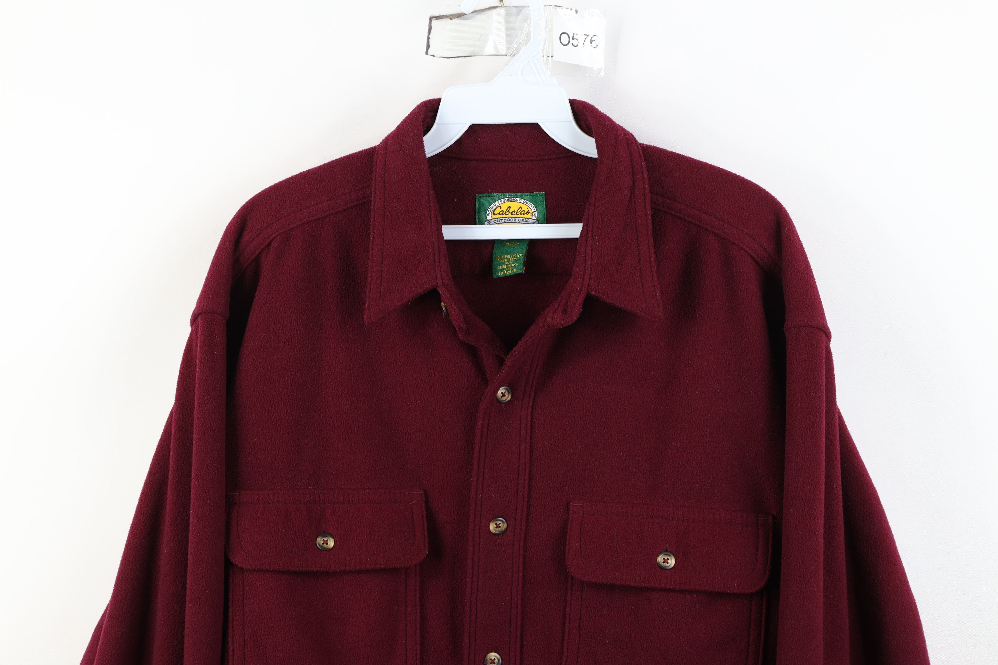 Cabelas Vintage 90s Cabelas Pocket Fleece Button Shirt Burgundy Size US XL / EU 56 / 4 - 2 Thumbnail