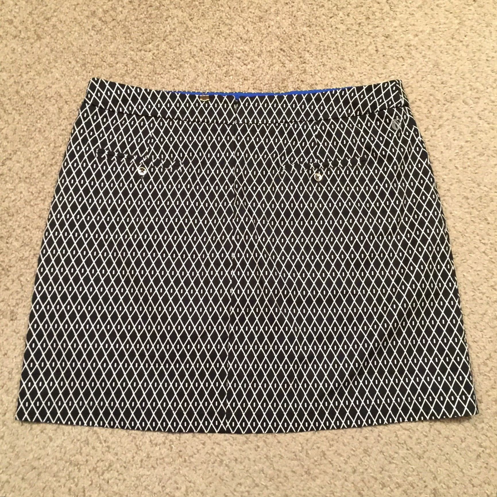Vintage GG Blue Skort Size 12 Black Geometric A-Line Tennis Size ONE SIZE - 7 Thumbnail