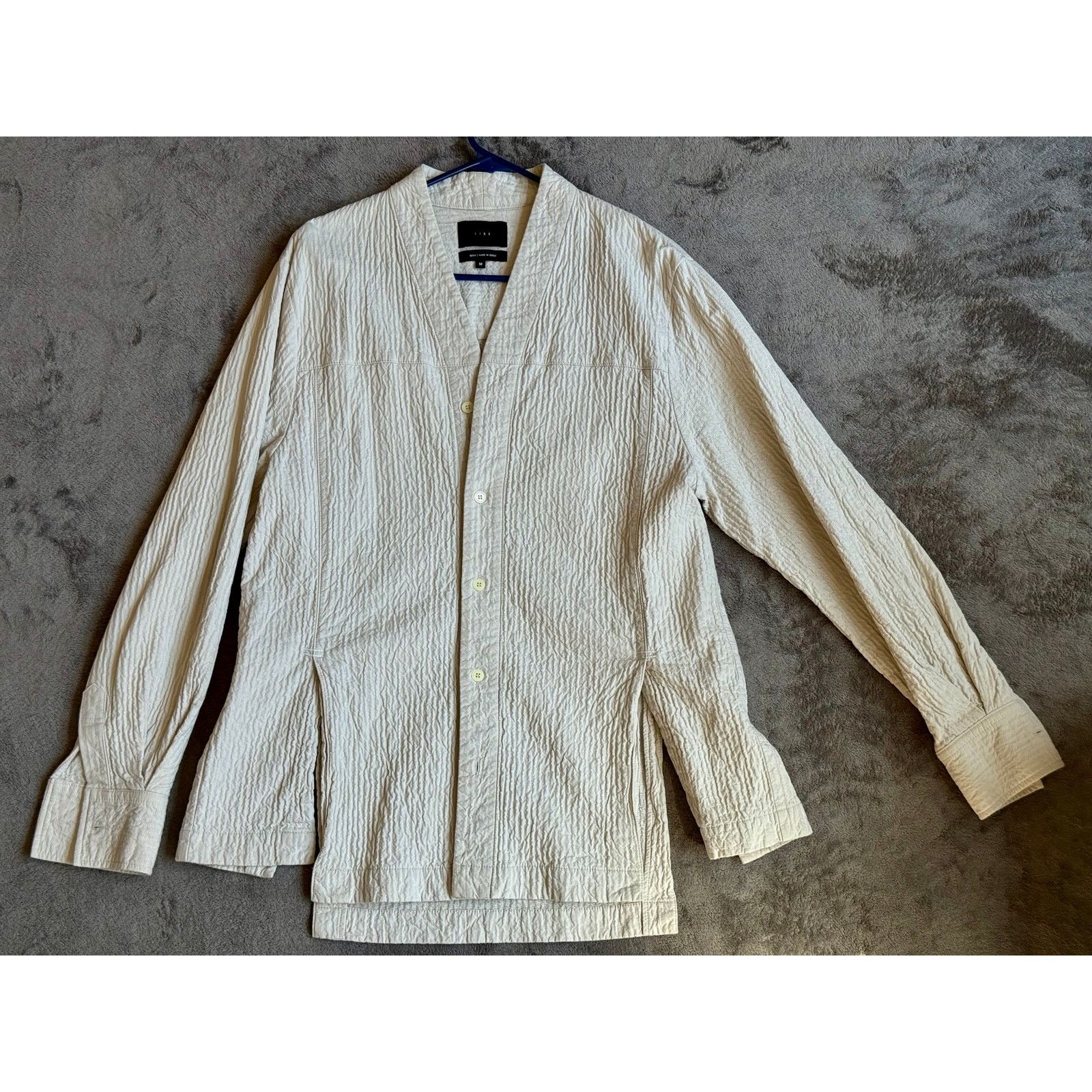 IISE IISE Korean Designer Quilted Shirt Jacket Cream Navy Size M Size US M / EU 48-50 / 2 - 6 Thumbnail