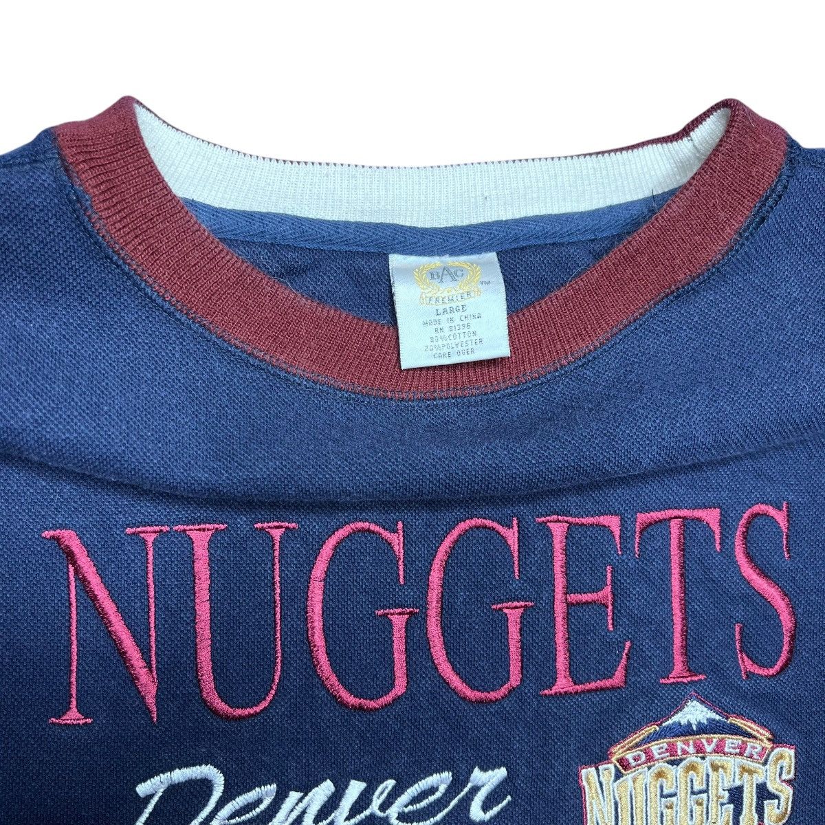 NBA × Vintage 1990s NBA Denver Nuggets Embroidered Spell Out Sweatshirt Size US L / EU 52-54 / 3 - 2 Thumbnail