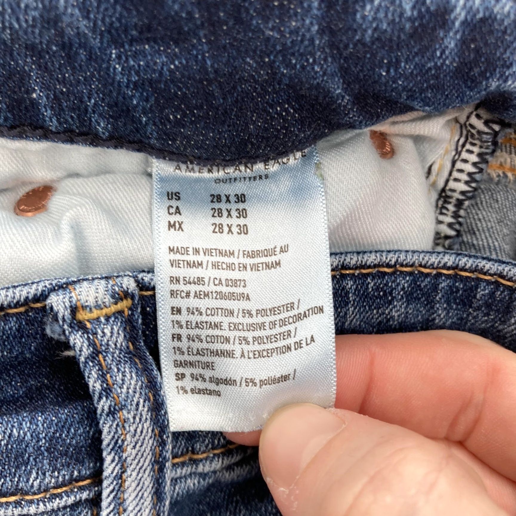 American Eagle Outfitters American Eagle Jeans Mens 28x30 Blue Original Straight Airflex+ Distressed Denim Size US 28 / EU 44 - 6 Thumbnail