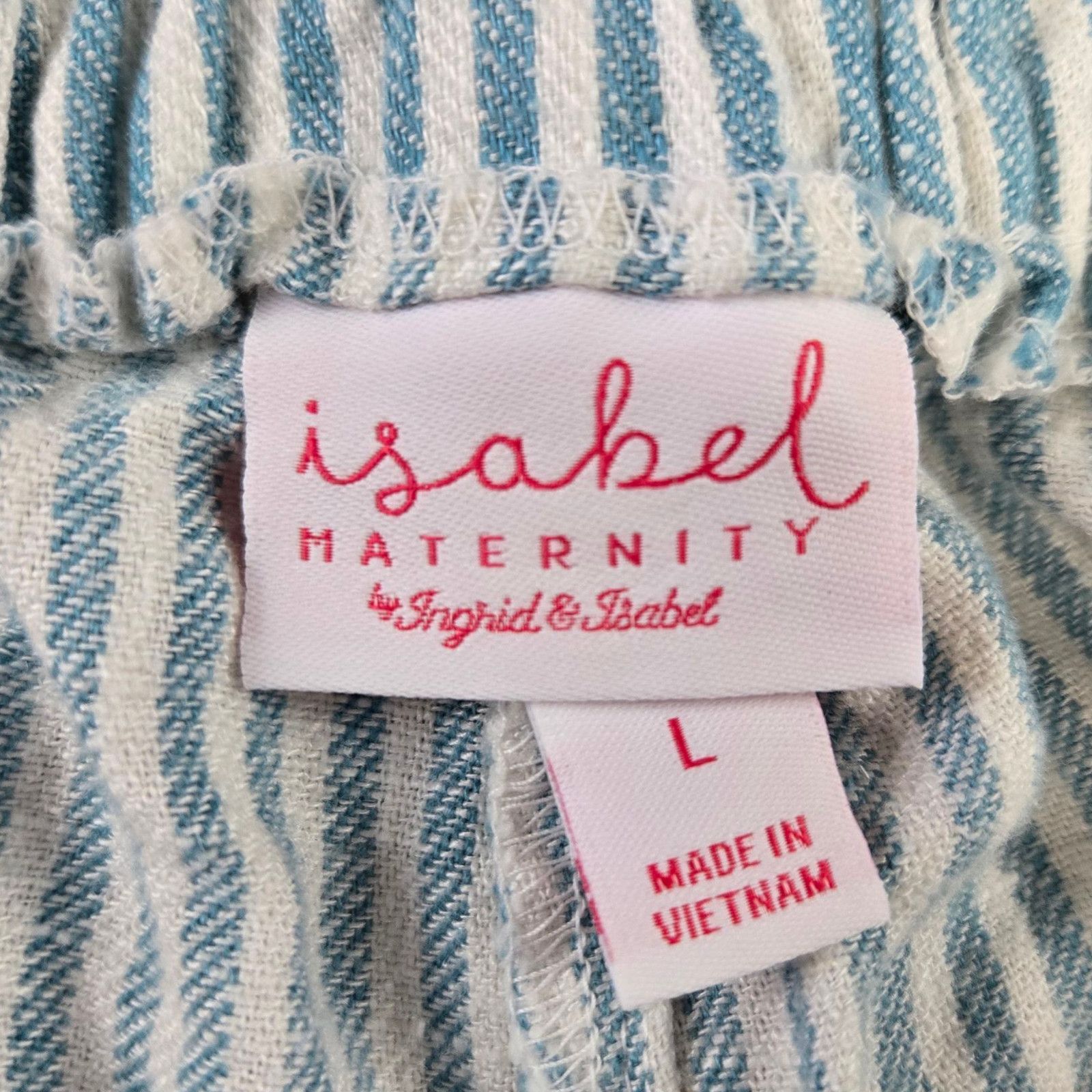 Other Maternity Blue White Stripe Linen Blend Shorts Size Large Size 36" / US 14 / IT 50 - 7 Thumbnail