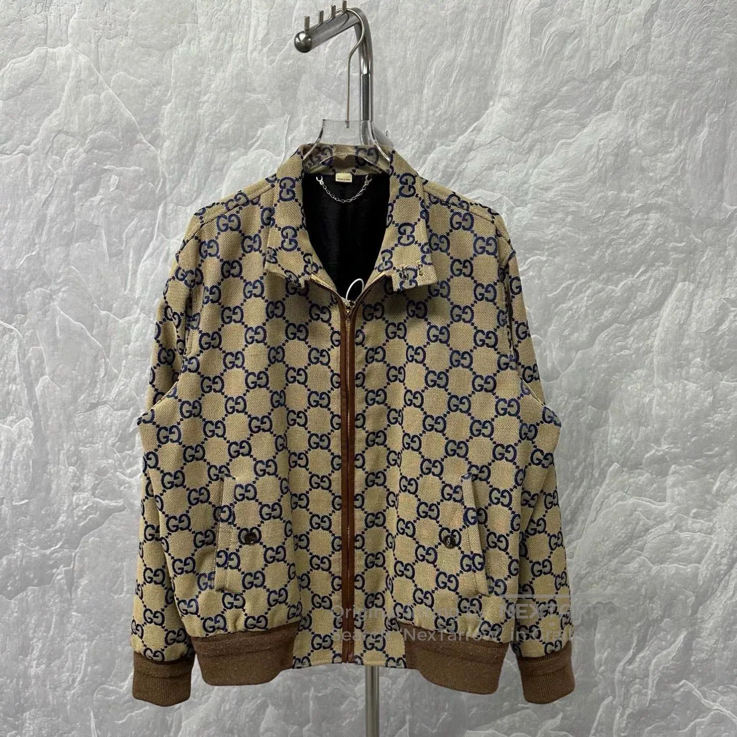 Gucci blue floral GG patterned zip-up jacket. Size US L / EU 52-54 / 3 - 1 Thumbnail