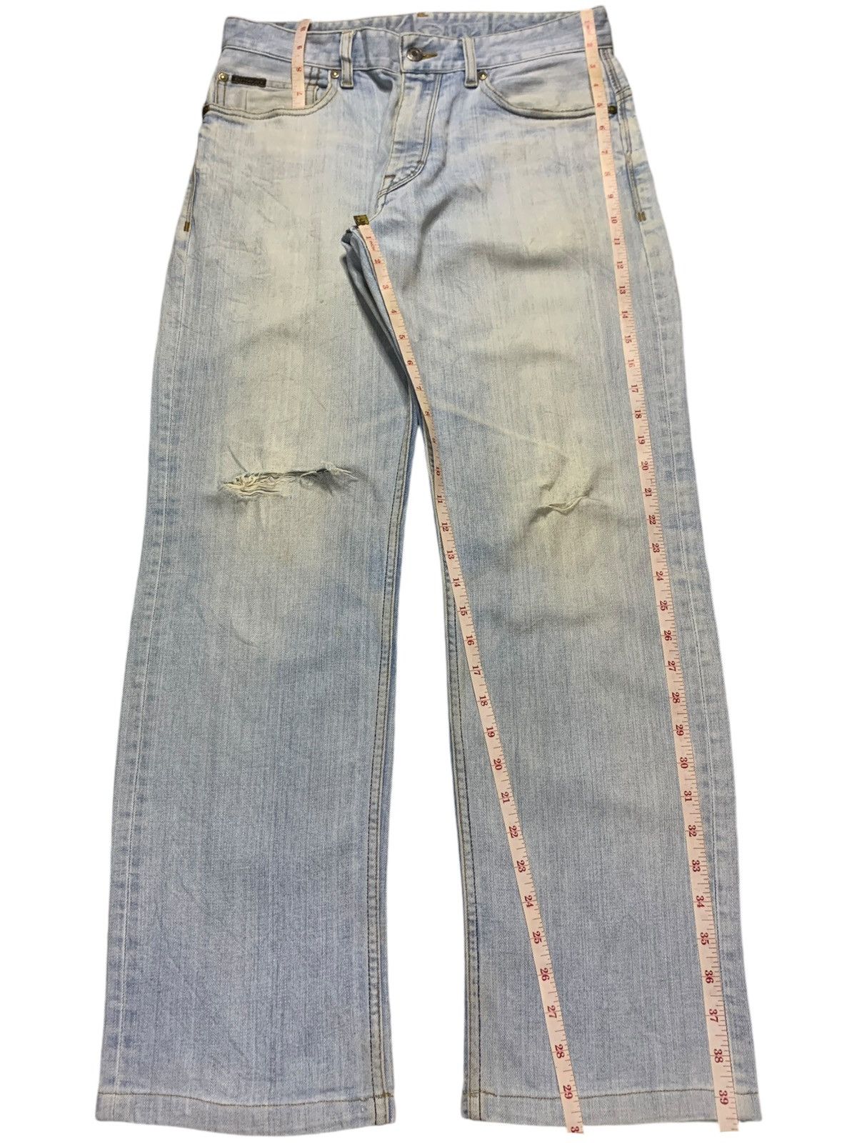 Calvin Klein SALES🔥Vintage Calvin Klein Light Wash Distress Loose Jeans Size US 31 - 13 Thumbnail