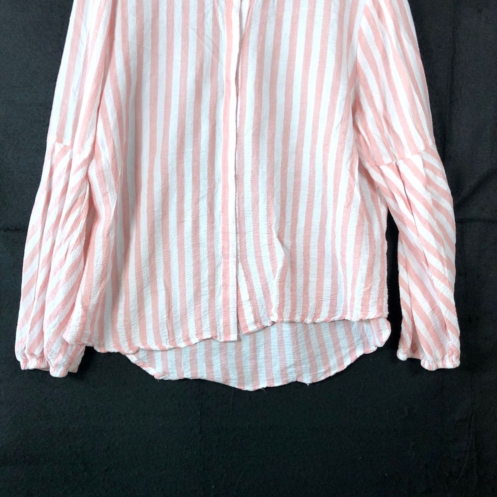 Vintage Chicos Womens Blouse Pink White Striped Collared Button Down Long Sleeve L Size L / US 10 / IT 46 - 3 Thumbnail