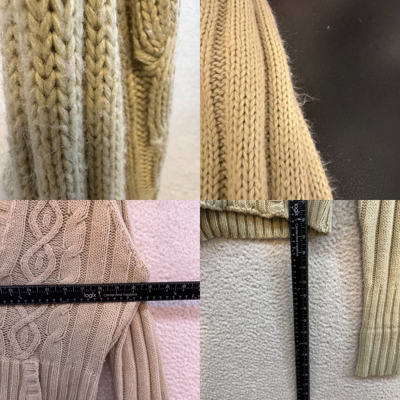 Vintage VINTAGE Y2K Crop Sweater Hoodie Large L Beige Cable Knit Boho Grunge No Boundaries Shirt Womens Size L / US 10 / IT 46 - 8 Thumbnail