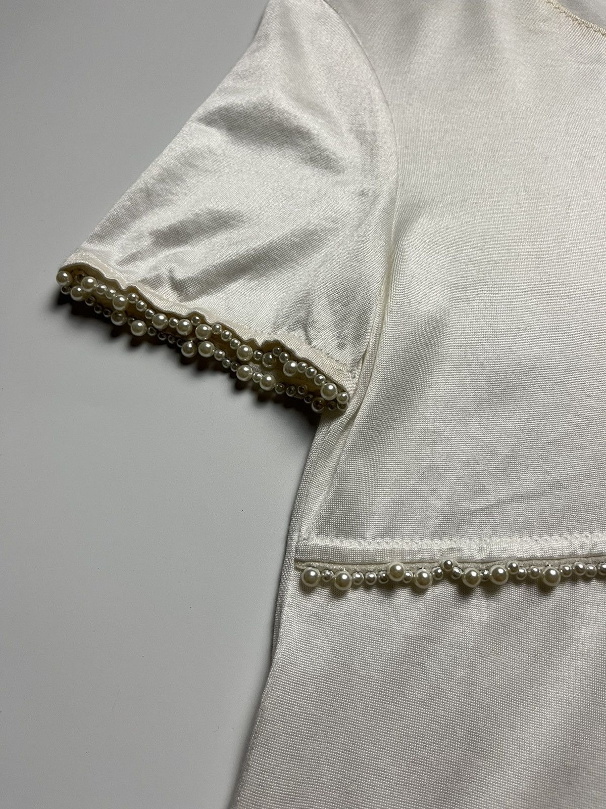 Chanel CHANEL 2016 Pearl Embellished Short Sleeve Top - Cream Size XXS / US 00 / IT 34 - 7 Thumbnail