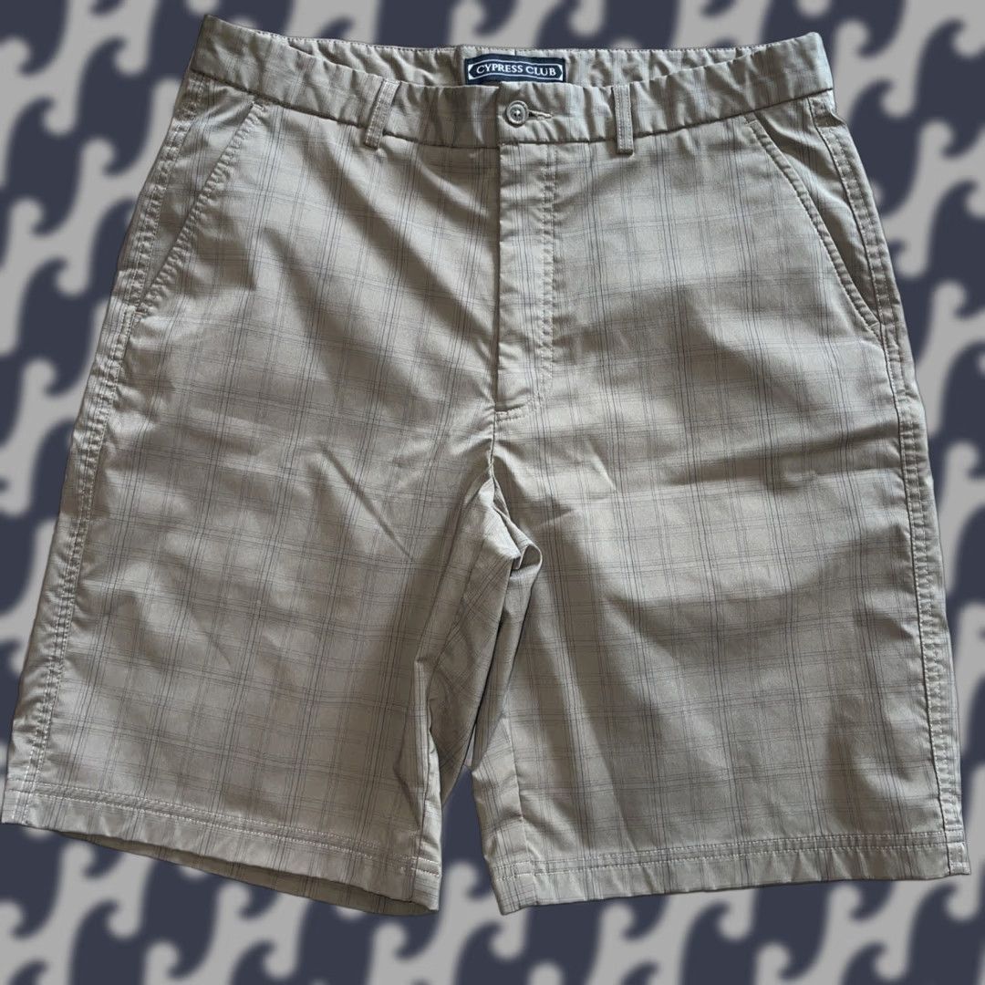 Vintage Cypress Club Mens Golf Shorts Size 34 Stretch Tan Brown Windowpane Solid Pattern Flat Front Zip Pocket Inseam 10in Chino Casual Outdoor Mens Size US 34 / EU 50 - 1 Thumbnail