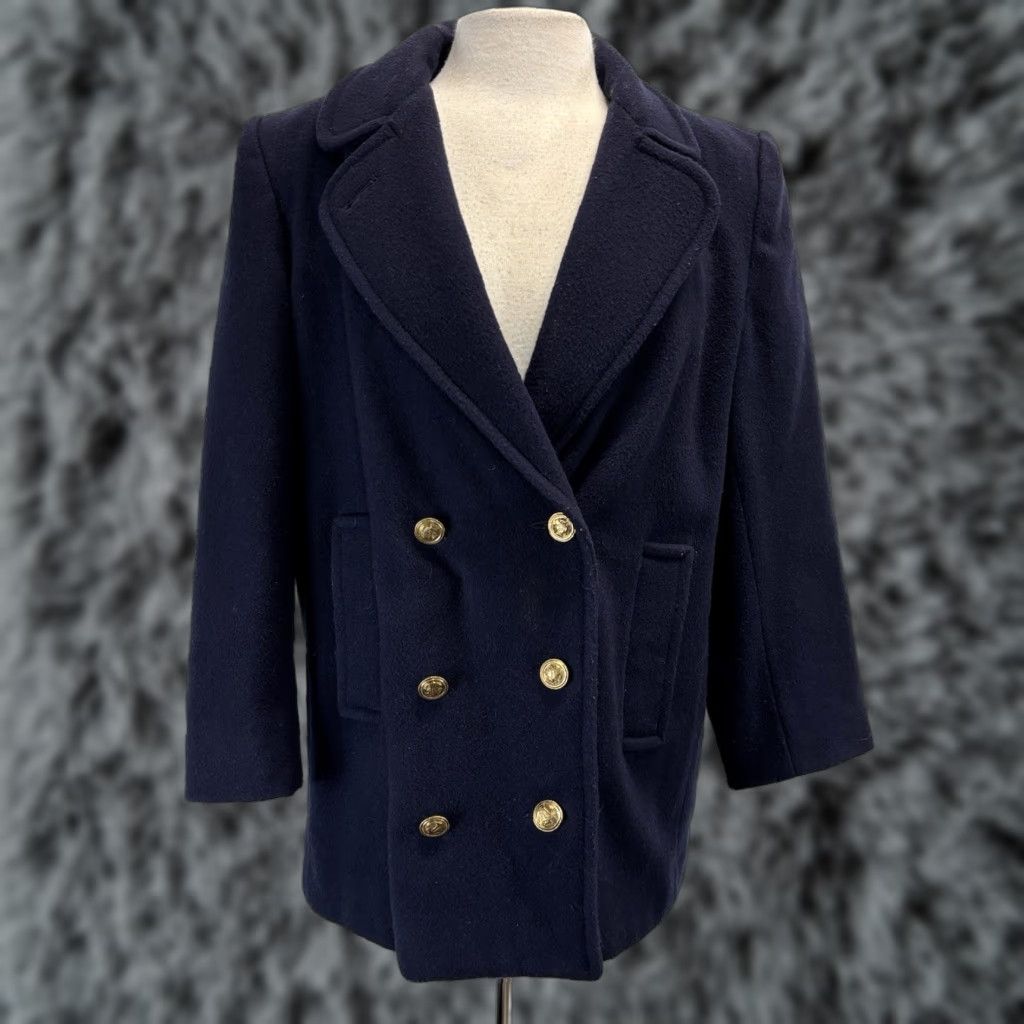 Talbots VINTAGE Talbots Wool Pea Coat Women’s 8 Navy Blue Solid Long Sleeve Buttoned Pockets Classic 90s Old Money Academia Size M / US 6-8 / IT 42-44 - 1 Thumbnail