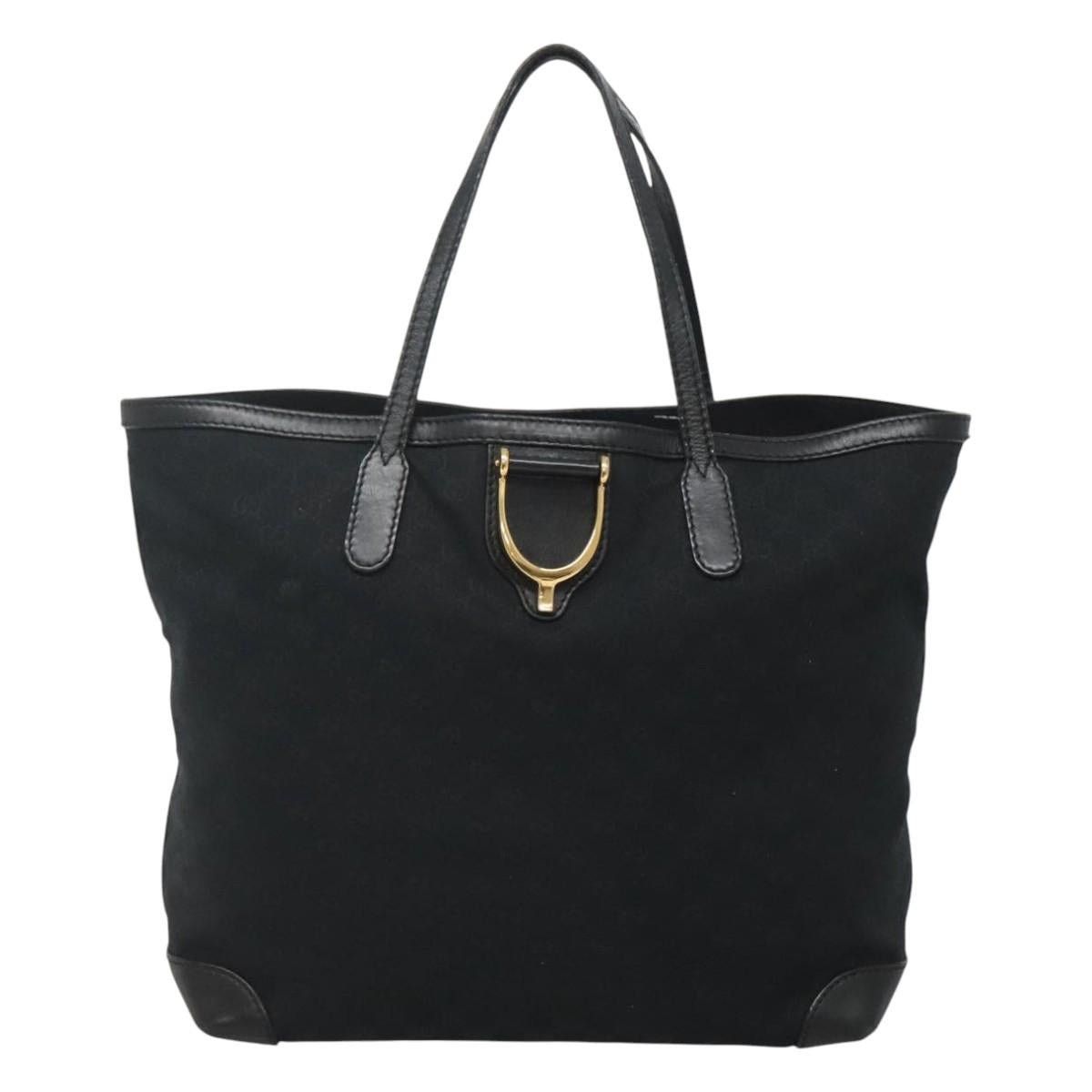 Gucci GUCCI GG Canvas Tote Bag Black Gold Size ONE SIZE - 2 Thumbnail