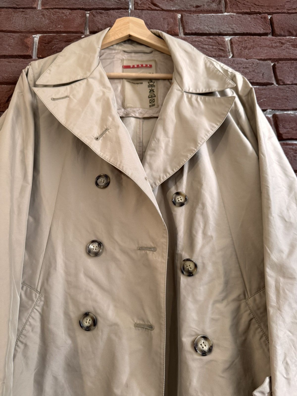 Prada Prada Women’s Double Breasted Coat 42IT Beige Black Tab Size M / US 6-8 / IT 42-44 - 3 Thumbnail