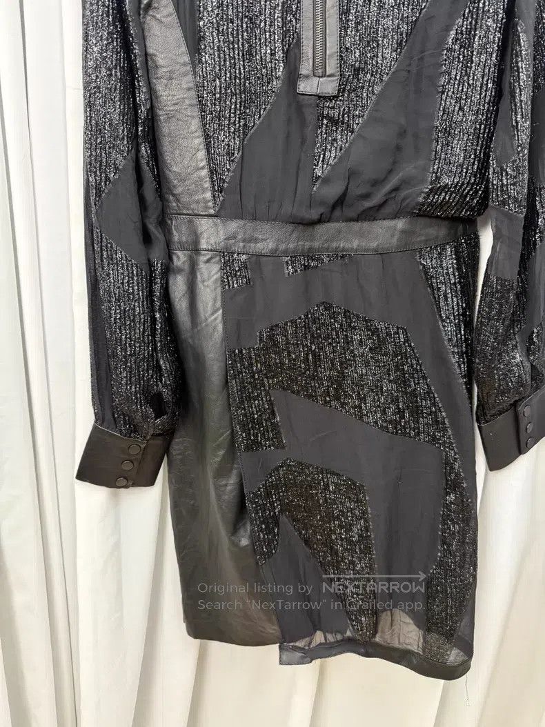 Helmut Lang Helmut Lang Size 2 shiny patchwork dress with leather accen Size M / US 6-8 / IT 42-44 - 9 Thumbnail