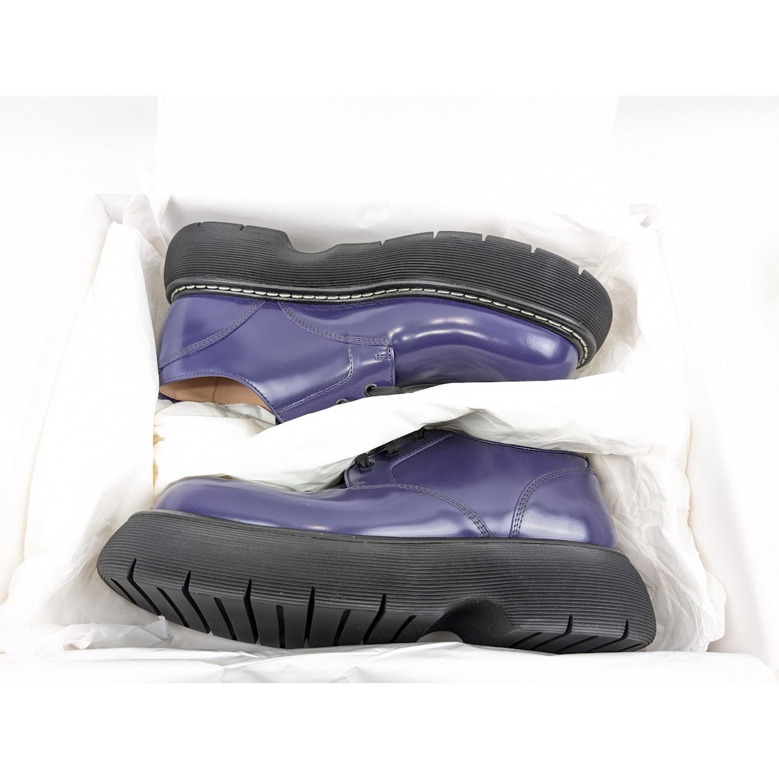 Bottega Veneta o1rshd1 Gloss Vinyl Swell Lace up Boots in Unicorn/Black Size US 12 / EU 45 - 17 Thumbnail