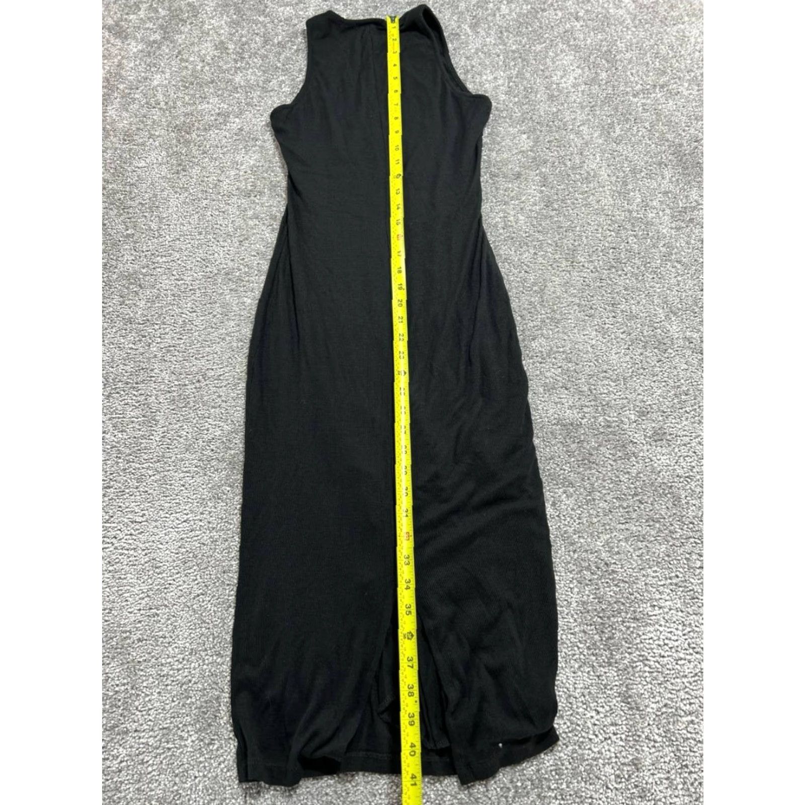 Marine Layer Marine Layer Maxi Dress Womens S Black Ribbed Texture Round Neck Sleeveless Slit Hem Knit Casual Long Slim Stretch Easy Care Shirts? Size S / US 4 / IT 40 - 6 Thumbnail