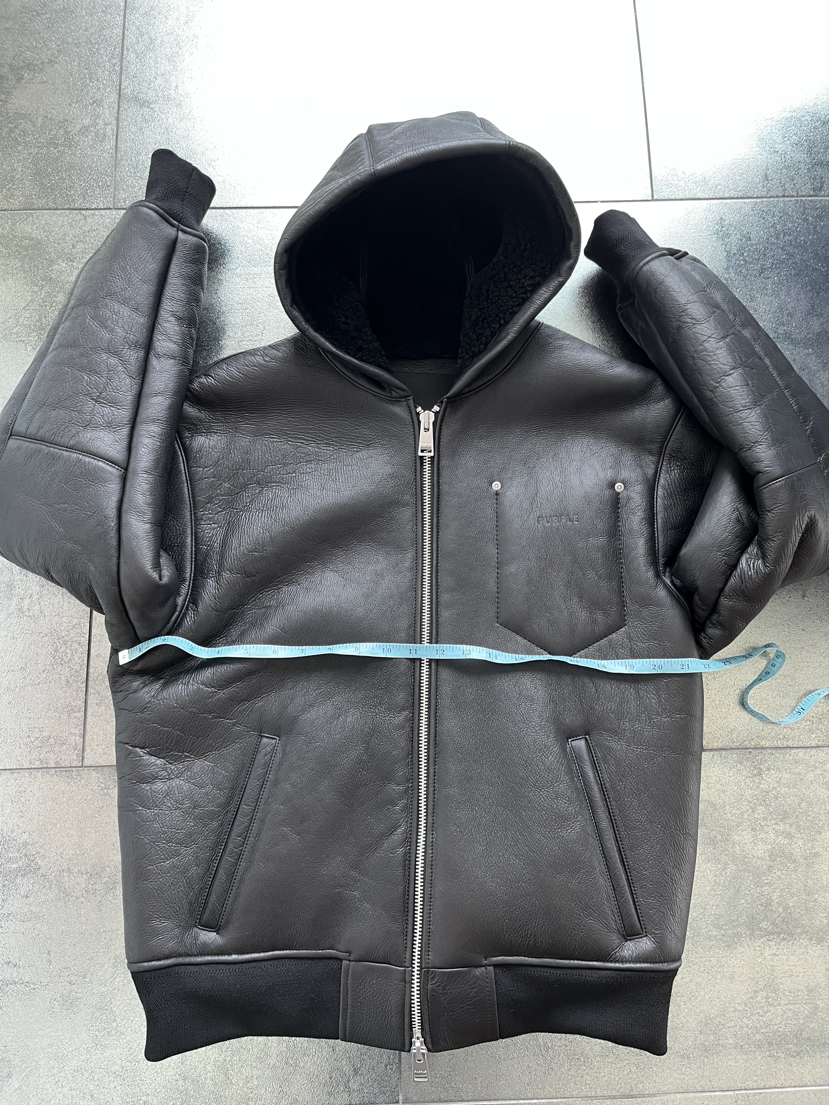 Purple Brand Lamb Leather Zip Hoodie (M) Size US M / EU 48-50 / 2 - 8 Thumbnail