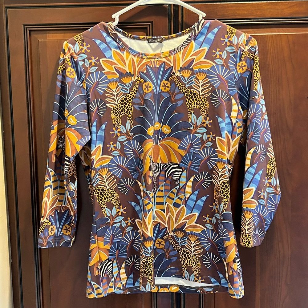 J.McLaughlin J. McLaughlin Catalina Cloth Zebra/Giraffe Floral Print Top Size S / US 4 / IT 40 - 1 Thumbnail