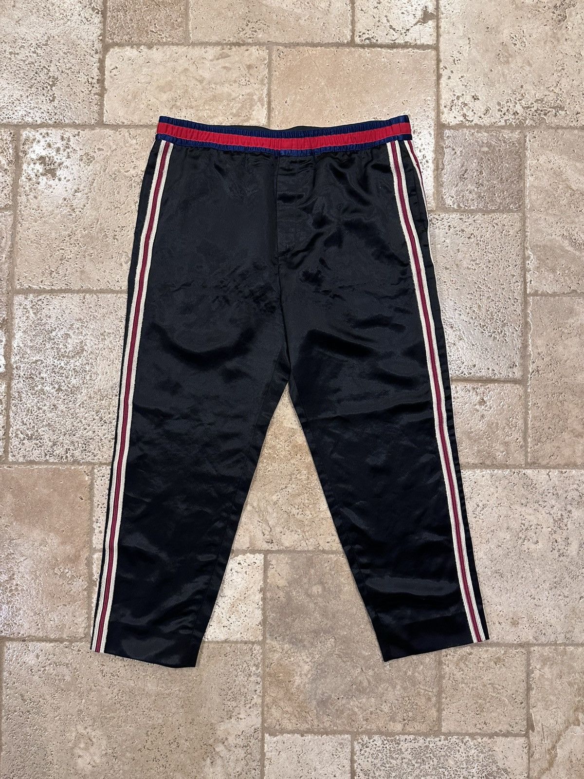 Gucci Gucci Satin Stripe Skull/Snake Motif Logo Black Lounge Pants Size US 34 / EU 50 - 1 Thumbnail