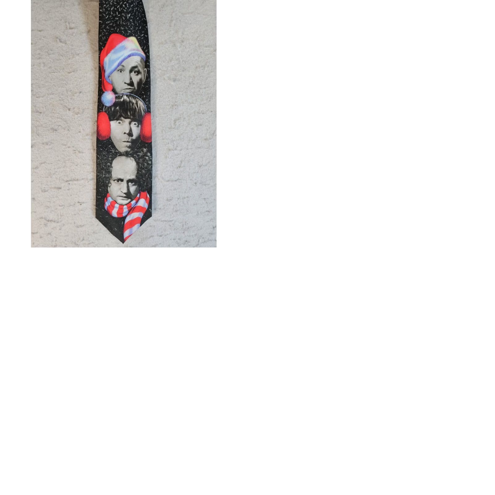 Vintage VINTAGE Ralph Marlin Christmas Holiday Three Stooges Neck Tie Mens Black White Red 60" Long Size ONE SIZE - 9 Thumbnail