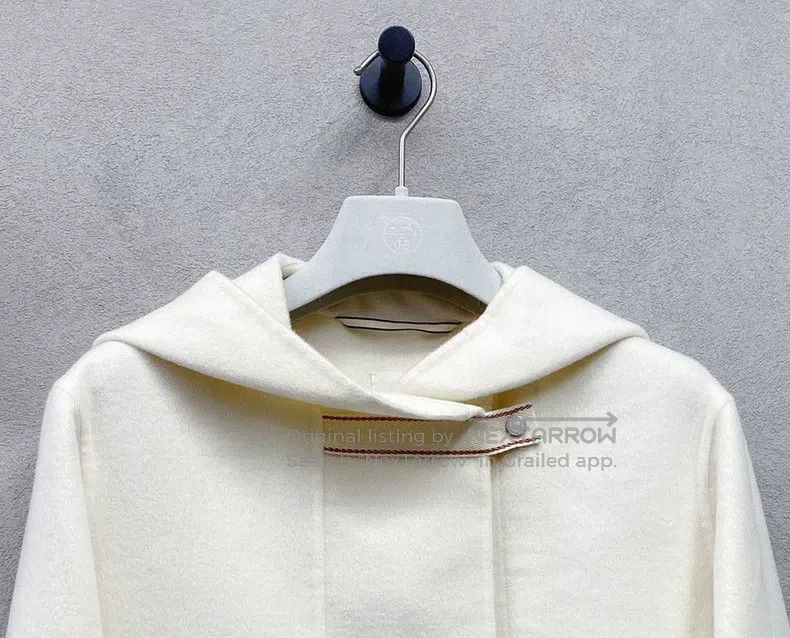 Hermes Hermes White cashmere coat with hood, short style Size XS / US 0-2 / IT 36-38 - 4 Thumbnail