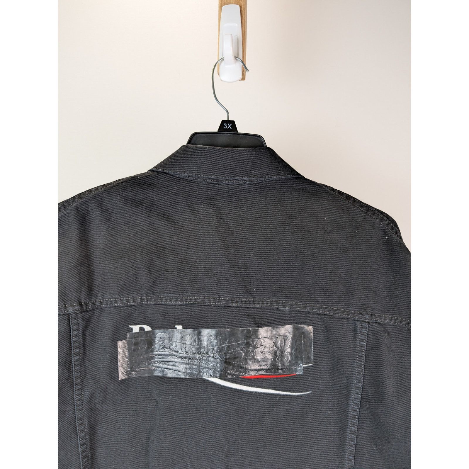 Balenciaga o1rshd1 Soft Black Left Hand Denim Jacket in Black Size US L / EU 52-54 / 3 - 15 Thumbnail