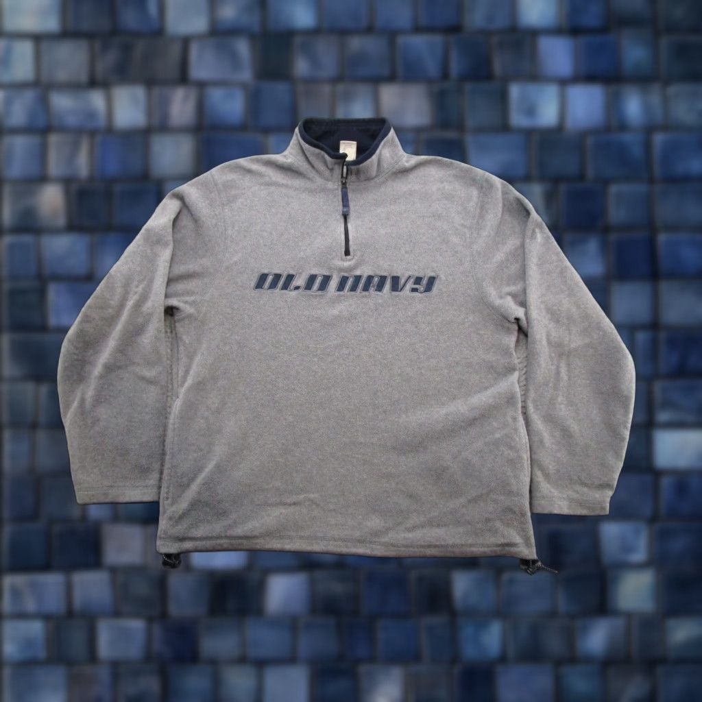 Old Navy Old Navy Sweater Mens 1/4 Zip Pullover Fleece Gray Logo XL Vintage N/A Size US XL / EU 56 / 4 - 1 Thumbnail