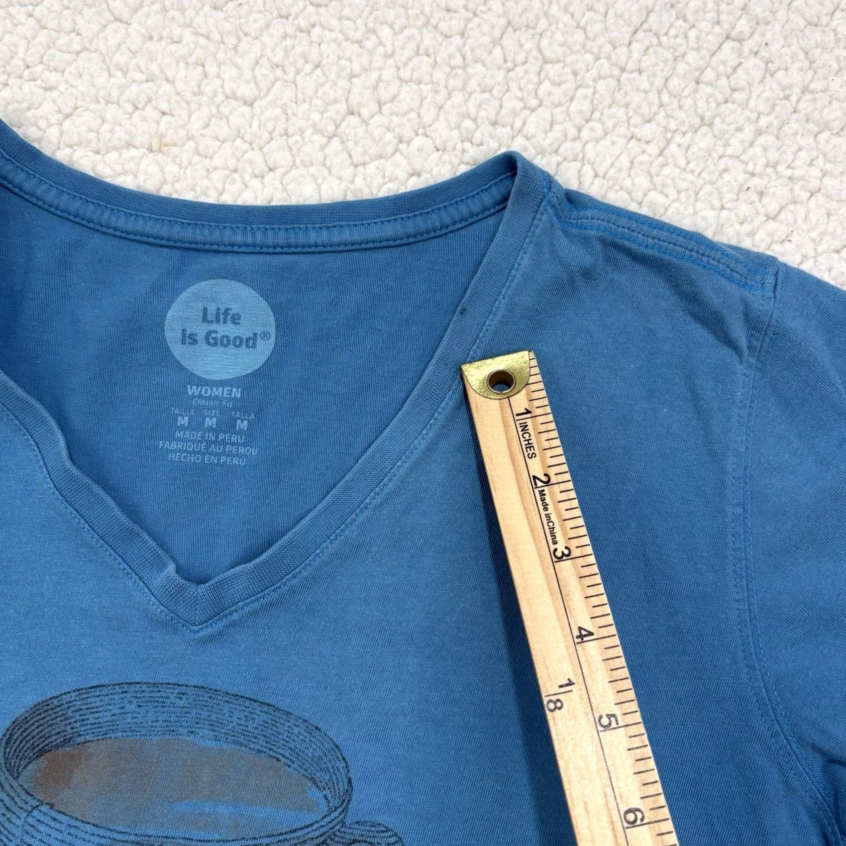 Life is Good Life is Good Shirt Womens Tee V-Neck Short Sleeve Blue M Classic Fit Size 32" / US 10 / IT 46 - 3 Thumbnail