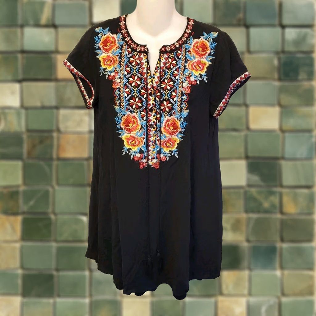 savanna jane embroidered dress Savanna Jane Dresses | Savanna Jane Beautiful White Embroidered Hanky Dress Sz Medium. New. | Color: Red/White | Size: M