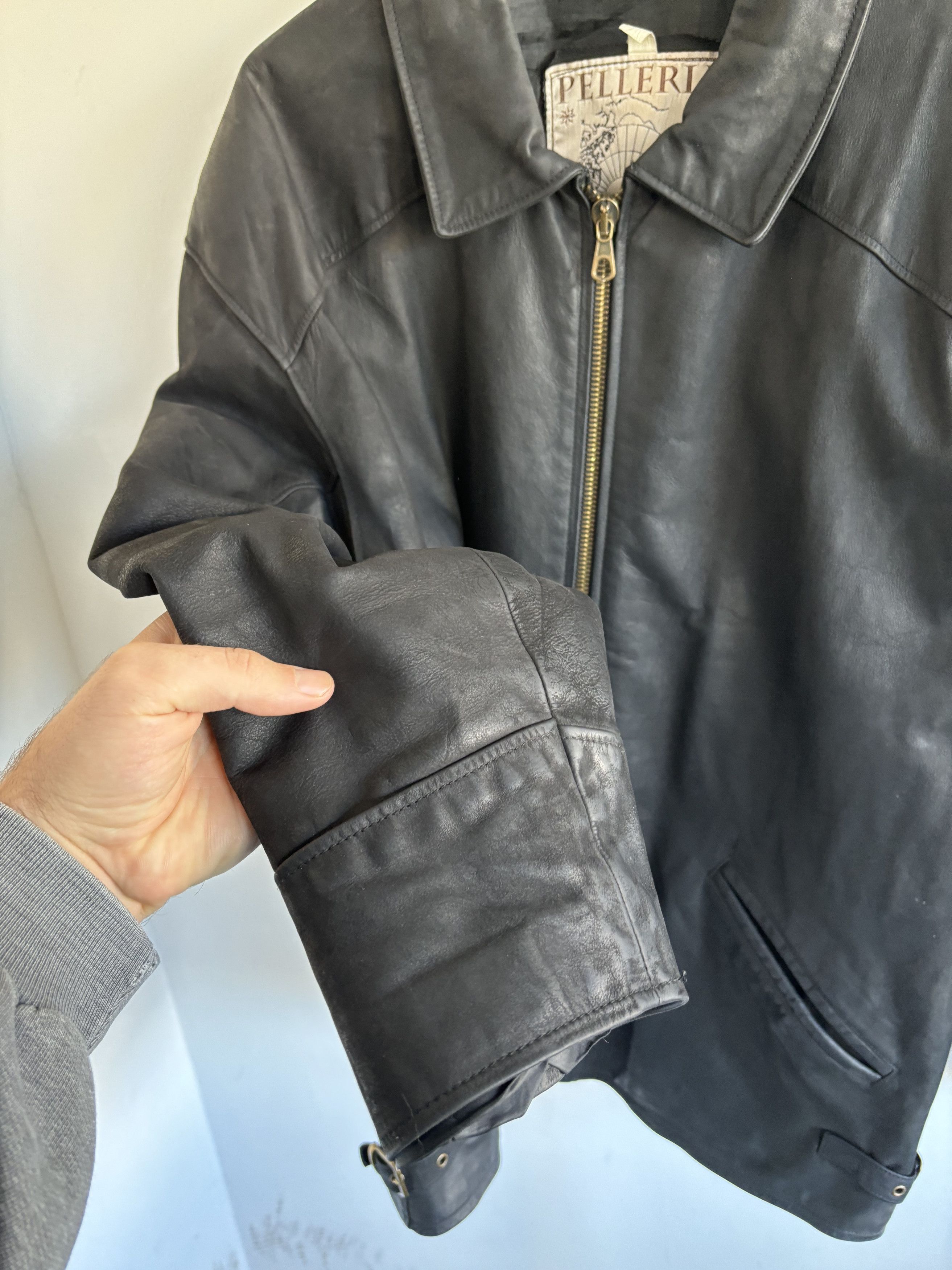 Genuine Leather Vintage Pelleria 90s Leather Jacket Size US L / EU 52-54 / 3 - 3 Thumbnail