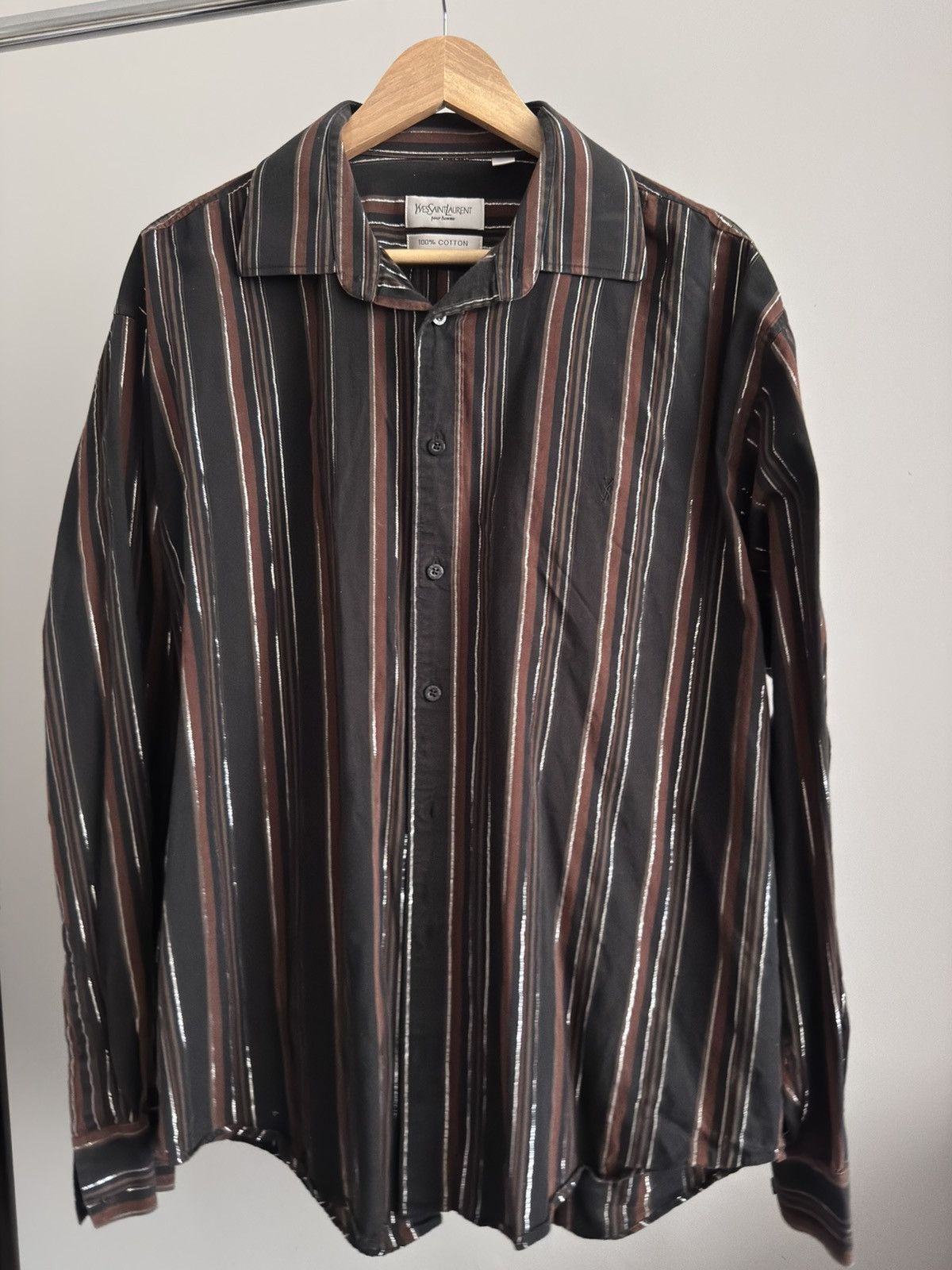 Yves Saint Laurent ysl y3k vintage gipsy striped shimmer shirt Size US XL / EU 56 / 4 - 1 Thumbnail
