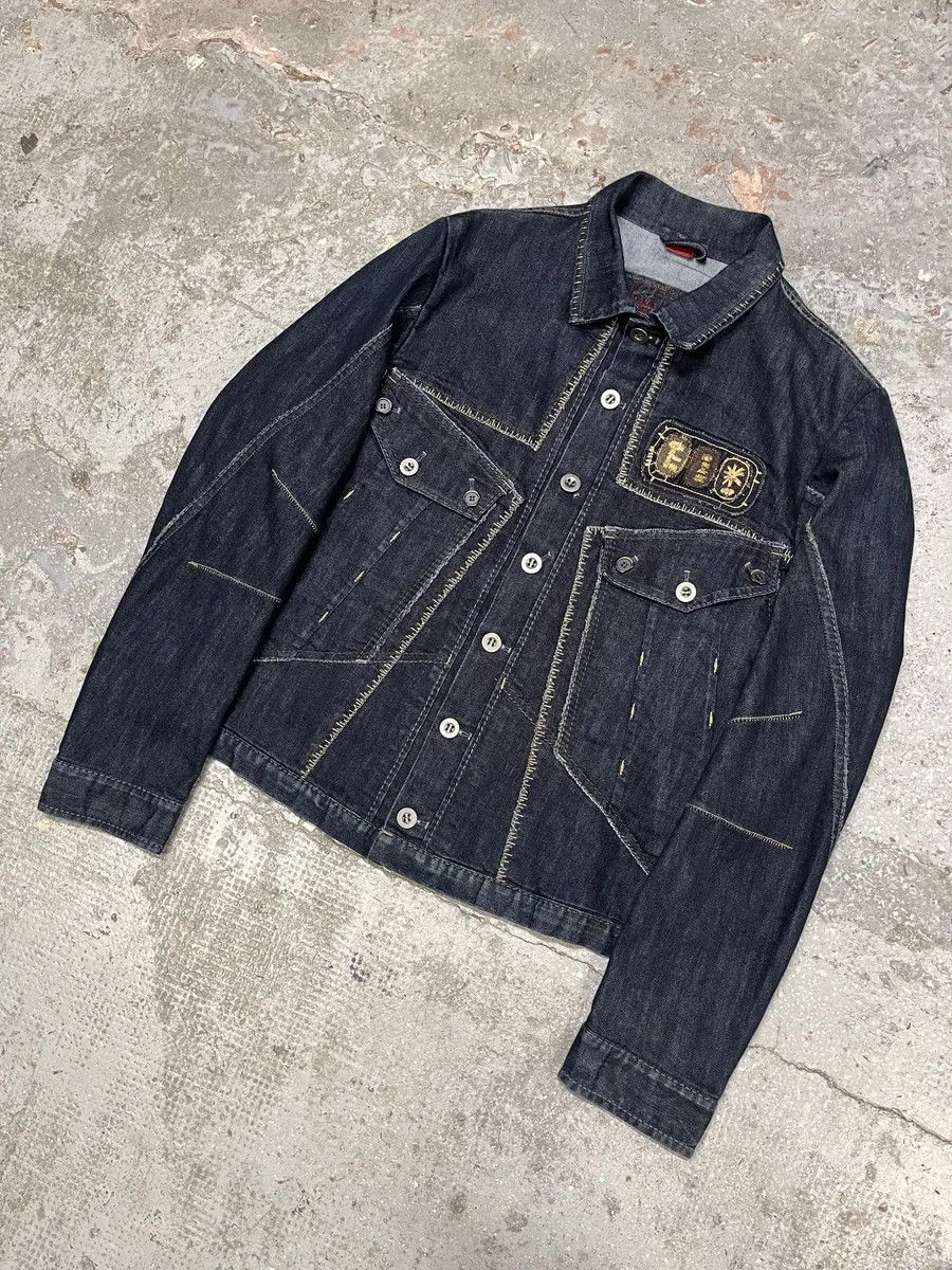 Marithe + Francois Girbaud AW2007 Marithé + François Girbaud Patch Brut Denim Jacket Size US M / EU 48-50 / 2 - 6 Thumbnail
