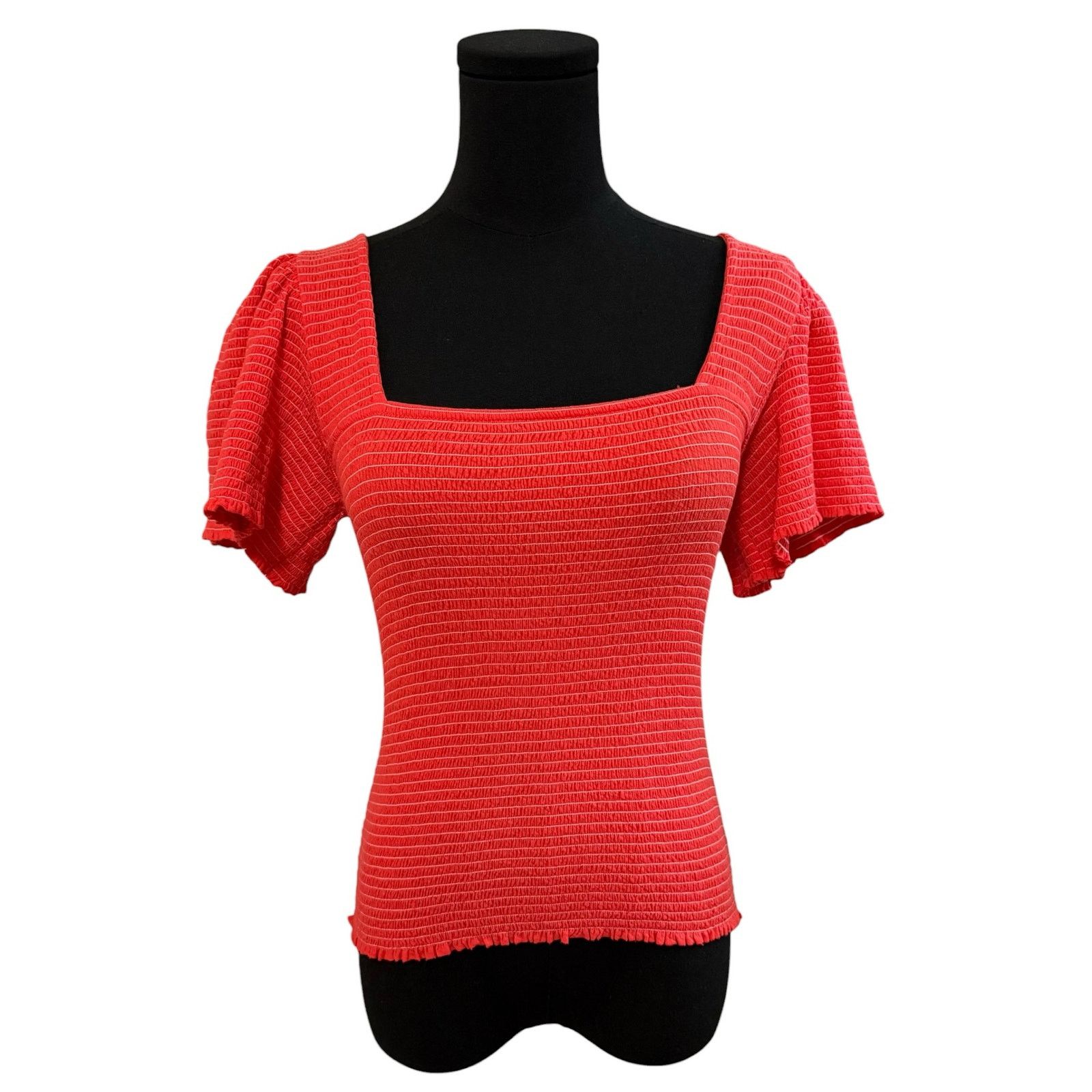 Nation LTD Nation Scarlett Smocked Flutter Sleeve Top Cotton Red Small Size S / US 4 / IT 40 - 1 Thumbnail