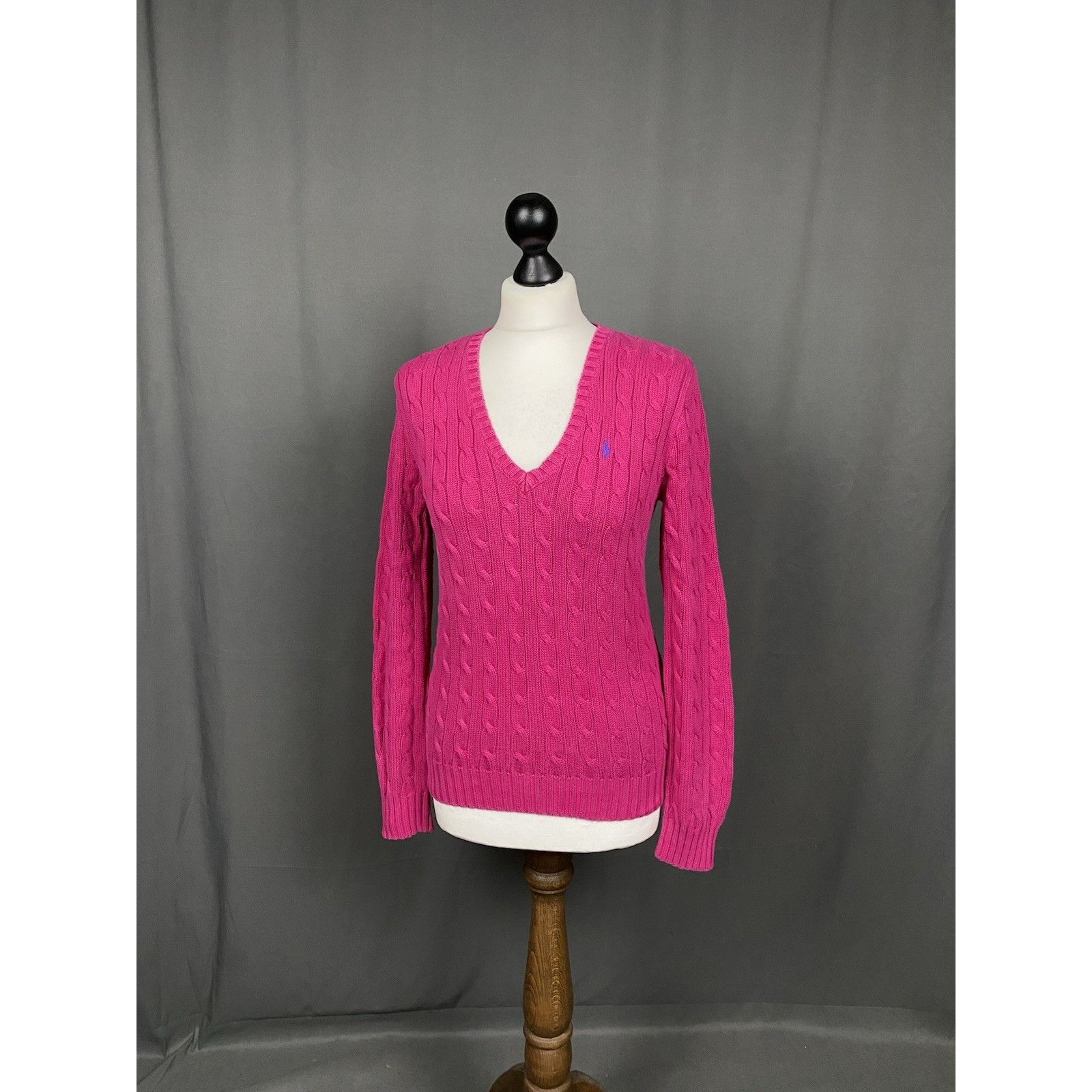 Ralph Lauren Sport Ralph Lauren Small Logo Women's Pink Cable Knitted V-Neck Sw Size M / US 6-8 / IT 42-44 - 2 Thumbnail