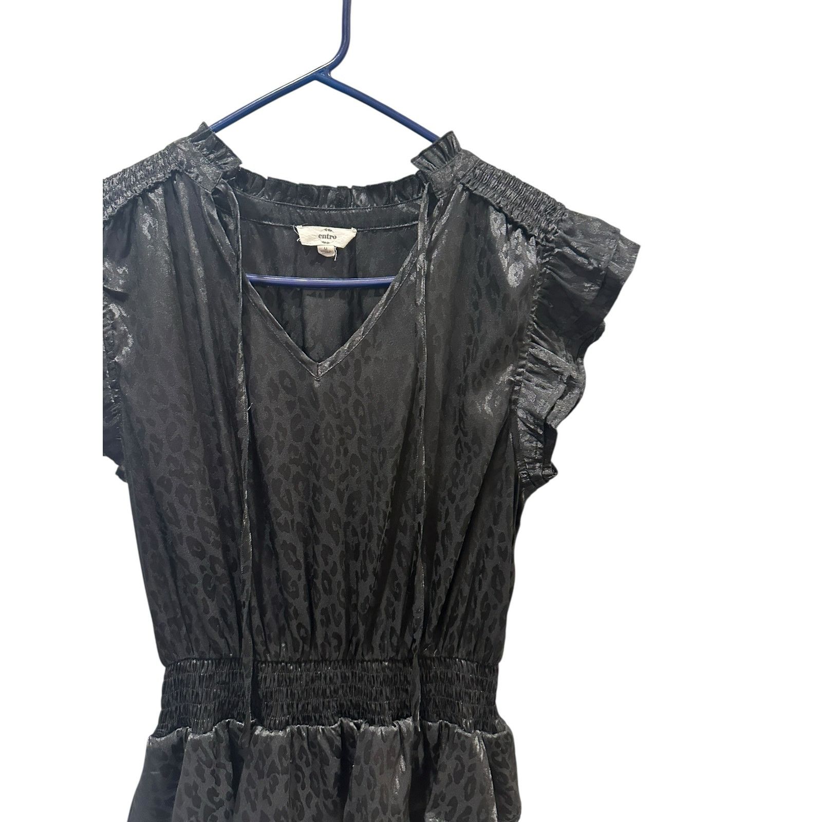 Other Entro Cheetah Print Short Sleeve Ruffled Tiered V-Neck Dress Size M / US 6-8 / IT 42-44 - 4 Thumbnail