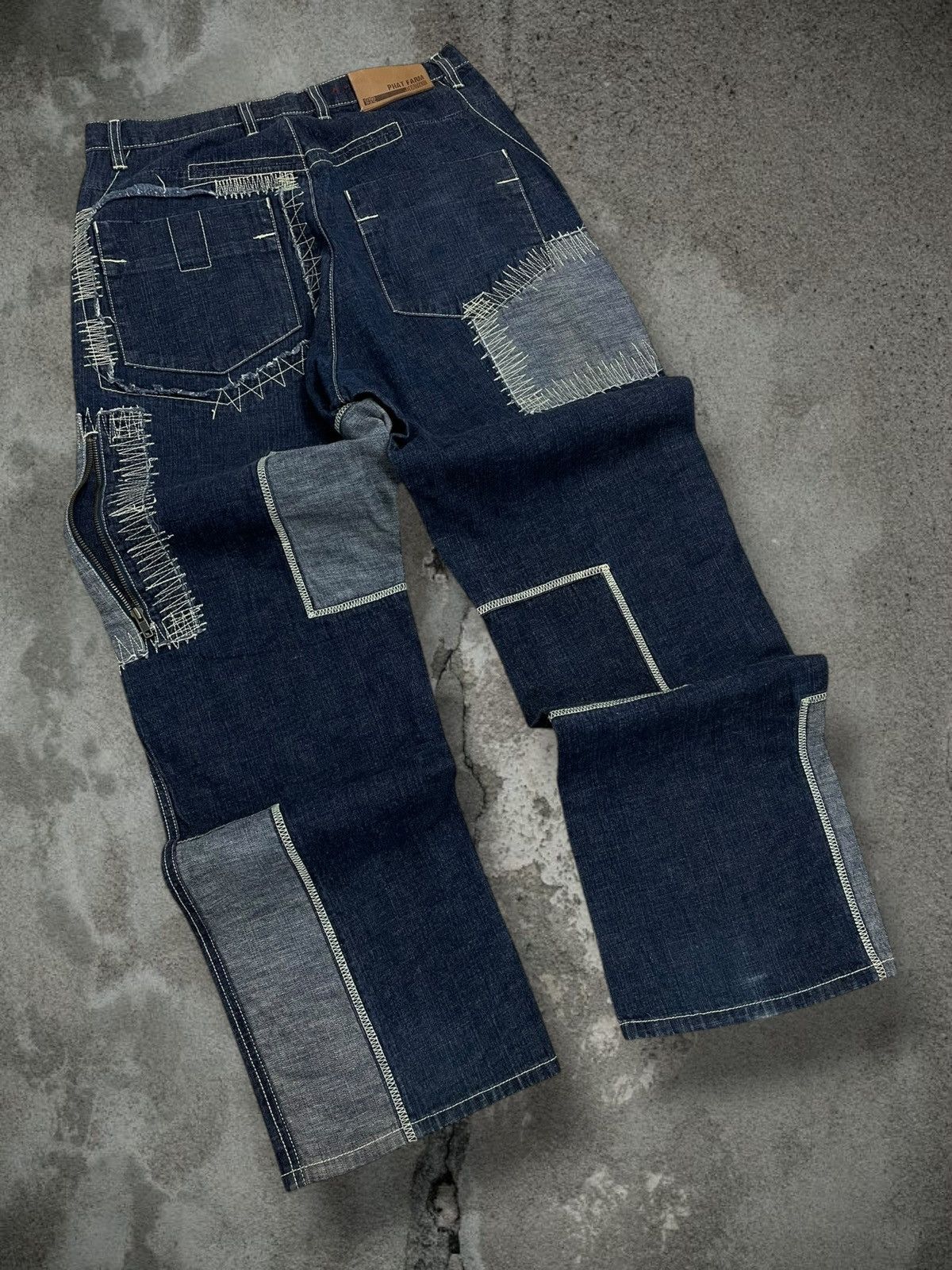 Japanese Brand Vintage 1990s Japan Designer Phat Farm Patchwork Denim Size US 32 / EU 48 - 10 Thumbnail