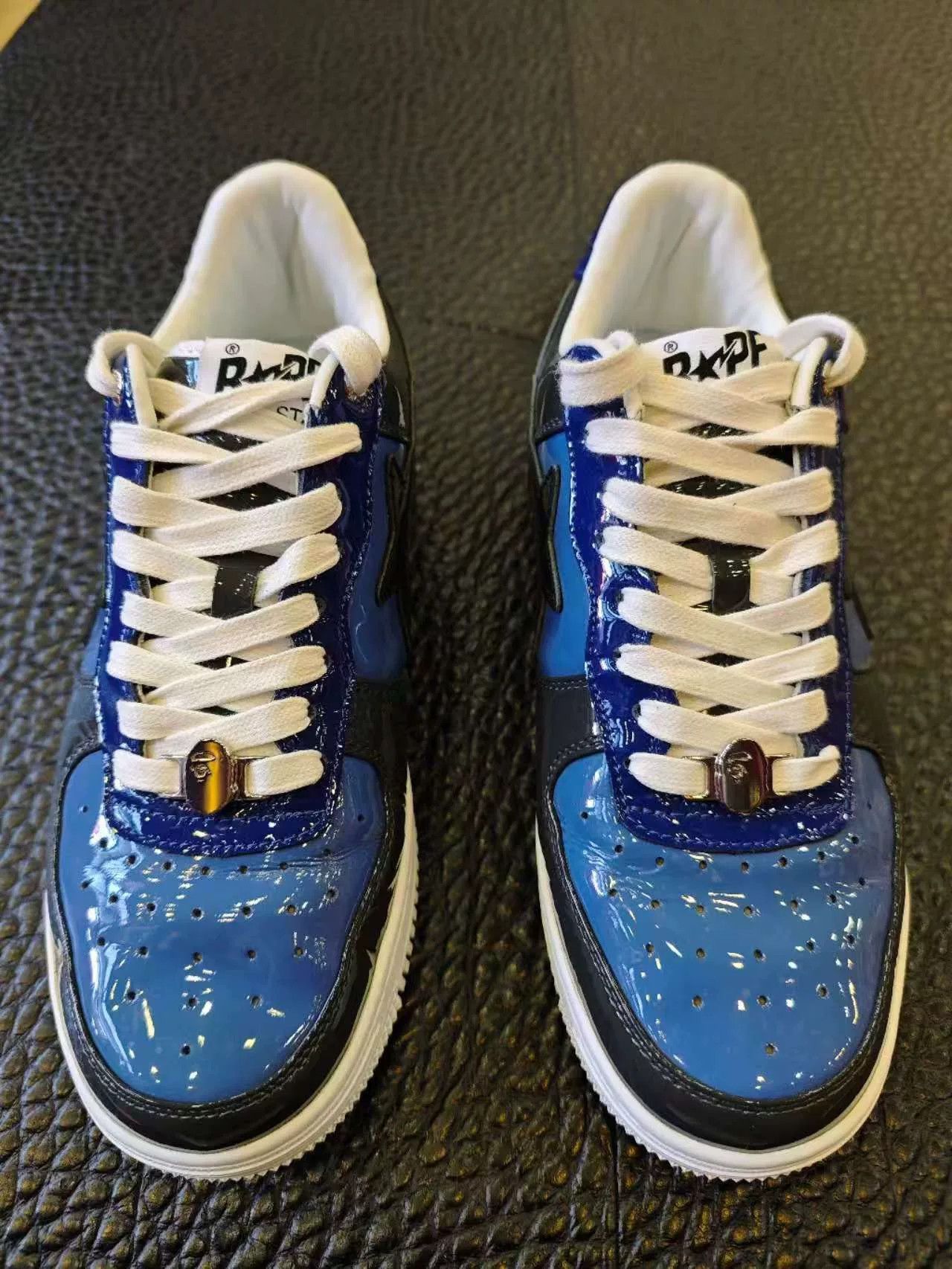Bape BAPESTA Patent Leather Blue Low-Top Sneakers Size US 9 / EU 42 - 1 Thumbnail