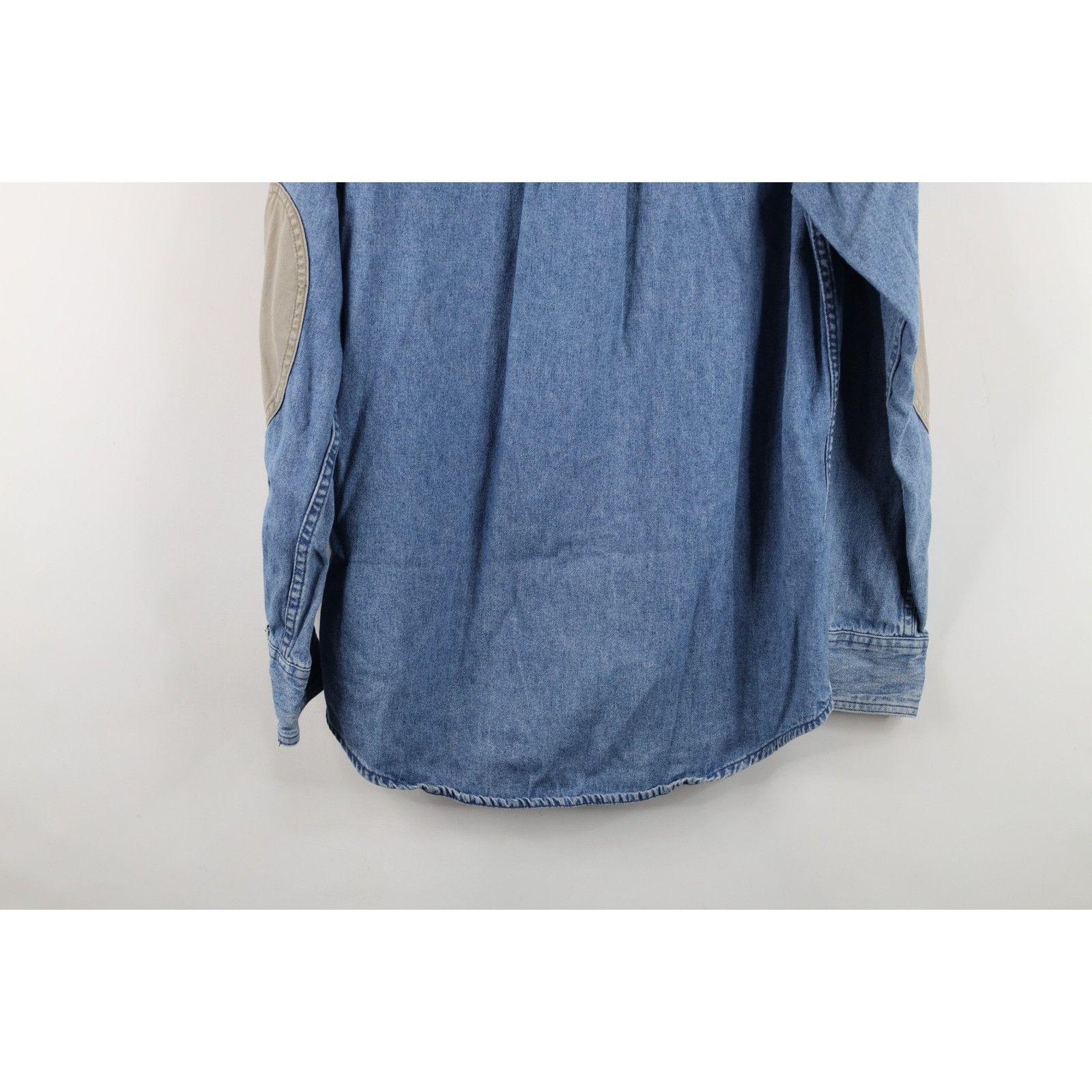 Cabelas Vintage 90s Cabelas Elbow Patch Denim Jean Button Down Shirt Size US S / EU 44-46 / 1 - 16 Thumbnail