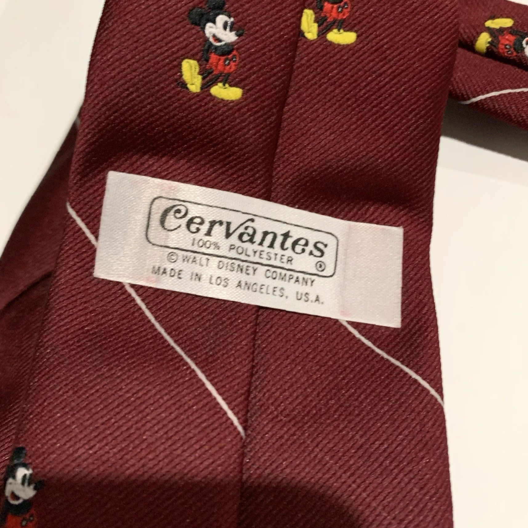 Vintage VINTAGE Cervantes Tie Knit Mickey Mouse Red 100% Polyester Short Slim Embroidered Men Size ONE SIZE - 7 Thumbnail