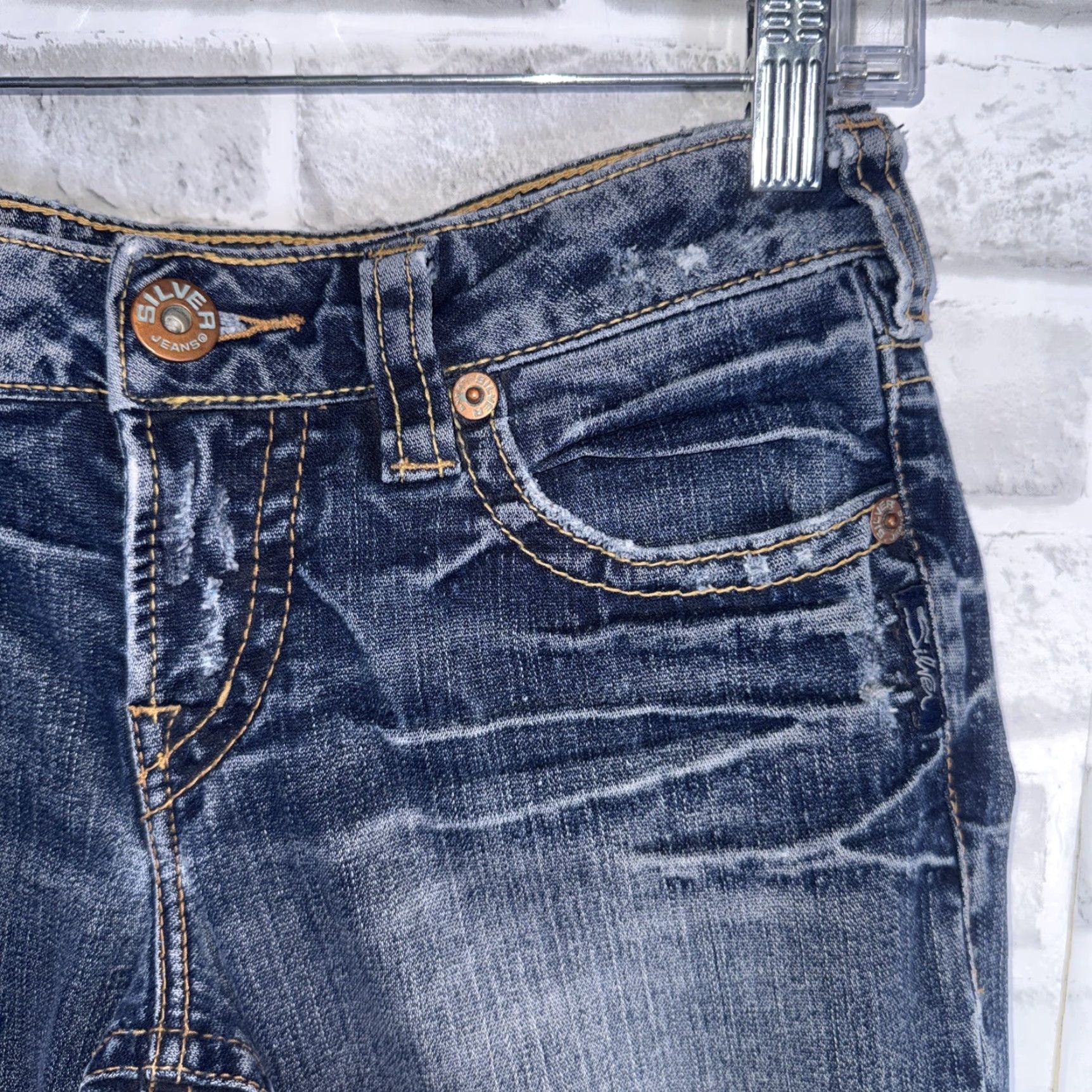 Vintage AIKO Jeans Womens 27x29 Blue Straight Regular Metal Theme 27 Womens Blue Jeans AIKO 27x29 Size 27" / US 4 / IT 40 - 2 Thumbnail