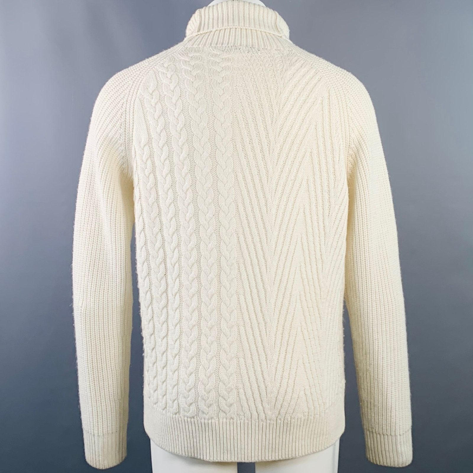 Haider Ackermann Size M Cream Cable Knit Cashmere Turtleneck Sweater Size US M / EU 48-50 / 2 - 4 Thumbnail