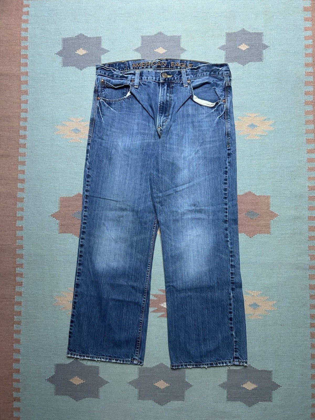 Vintage Vtg American Eagle loose fit jeans distres faded baggy 36x29 Size US 36 / EU 52 - 4 Thumbnail